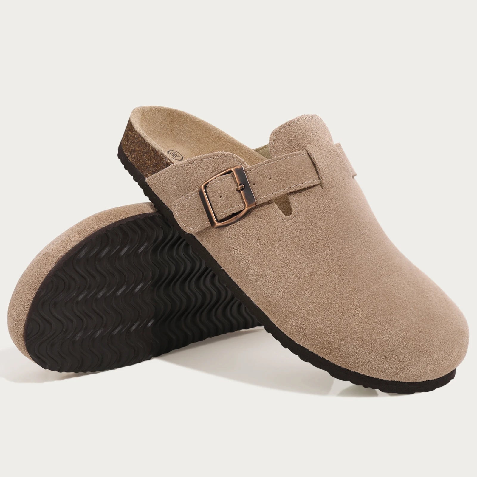 Half drag sandals Clogs For Women And Men Cork Suede Mules Slipper Classic Cork Antislip For Outdoor Slippers With Arch Support