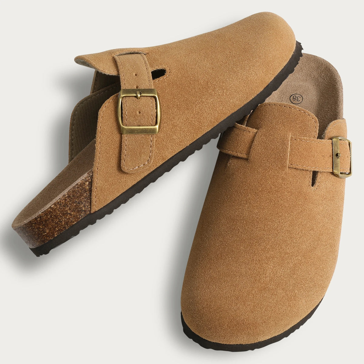 Half drag sandals Clogs For Women And Men Cork Suede Mules Slipper Classic Cork Antislip For Outdoor Slippers With Arch Support