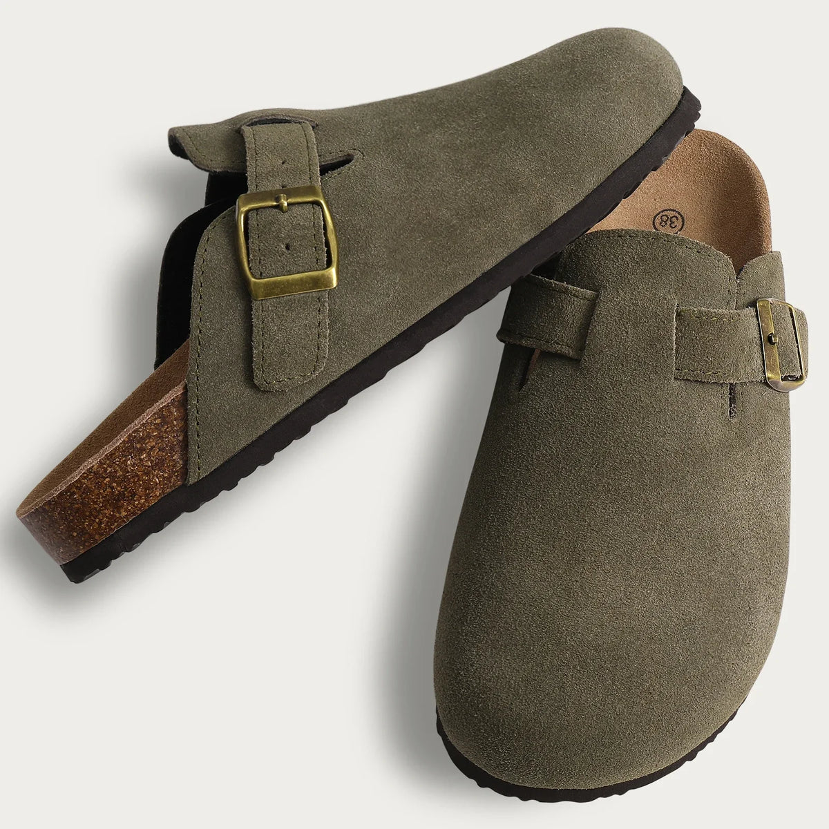 Half drag sandals Clogs For Women And Men Cork Suede Mules Slipper Classic Cork Antislip For Outdoor Slippers With Arch Support