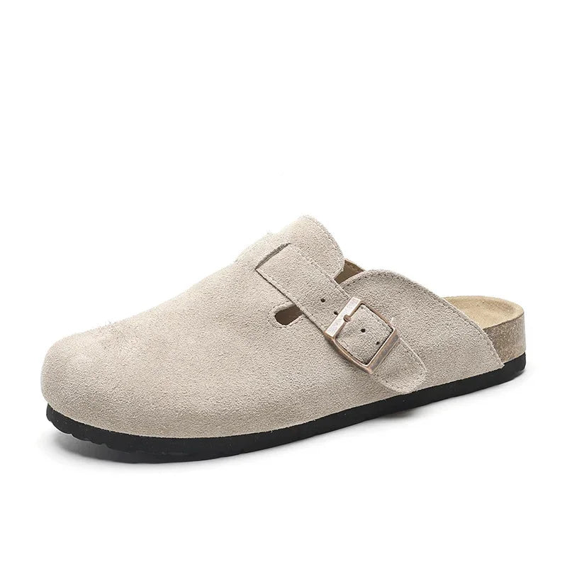 Half drag sandals Clogs For Women And Men Cork Suede Mules Slipper Classic Cork Antislip For Outdoor Slippers With Arch Support