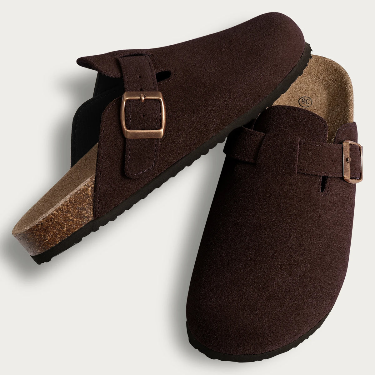 Half drag sandals Clogs For Women And Men Cork Suede Mules Slipper Classic Cork Antislip For Outdoor Slippers With Arch Support