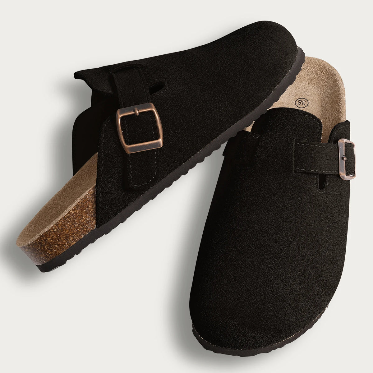 Half drag sandals Clogs For Women And Men Cork Suede Mules Slipper Classic Cork Antislip For Outdoor Slippers With Arch Support