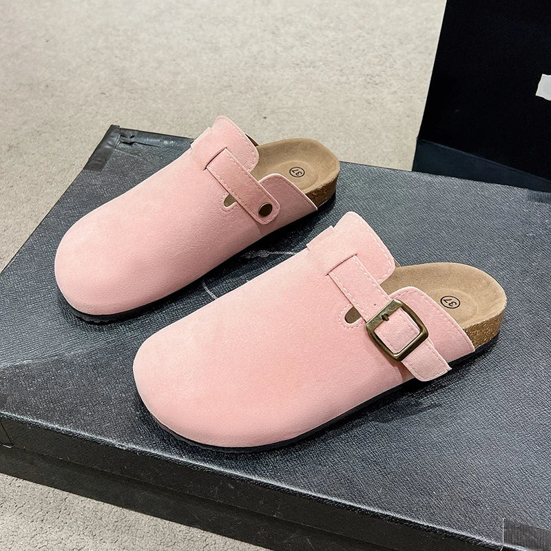 Half drag sandals Clogs For Women And Men Cork Suede Mules Slipper Classic Cork Antislip For Outdoor Slippers With Arch Support