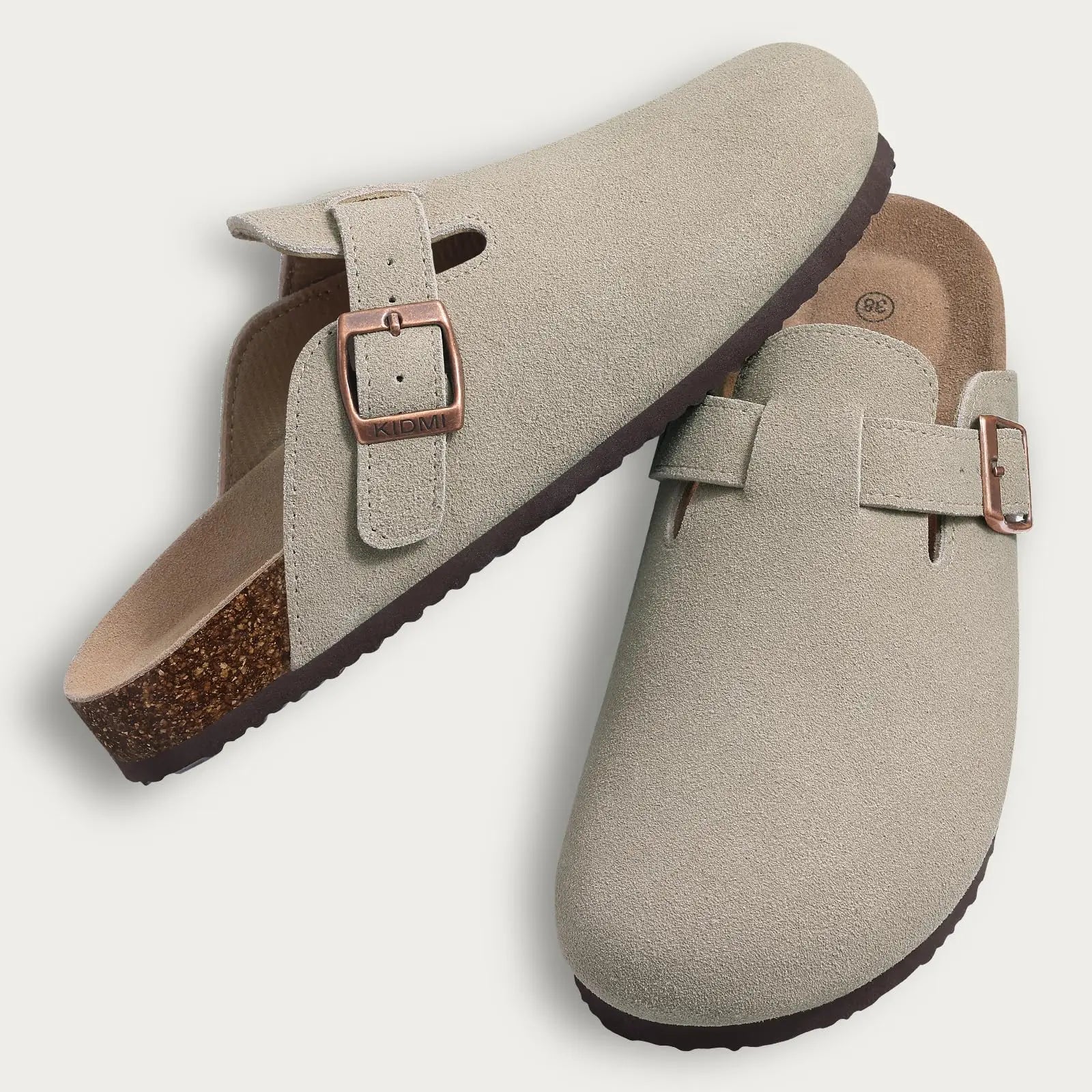 Half drag sandals Clogs For Women And Men Cork Suede Mules Slipper Classic Cork Antislip For Outdoor Slippers With Arch Support